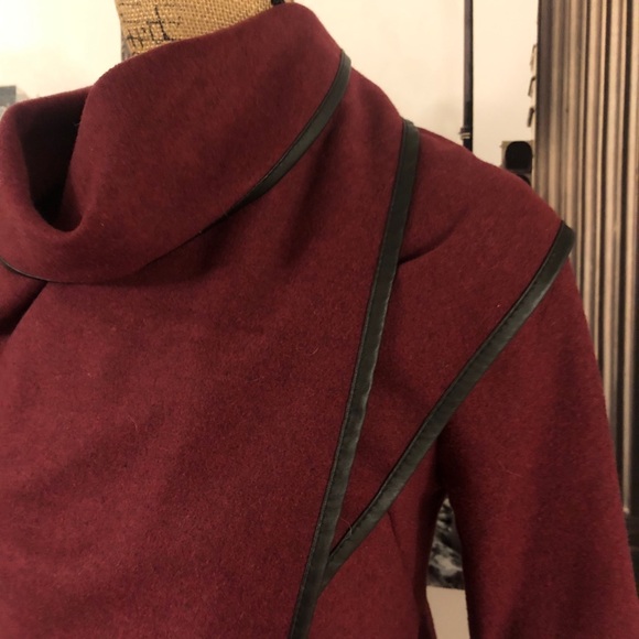 Burgundy Wrap Coat (size M, fits like an XS, see measurements) - Picture 4 of 8